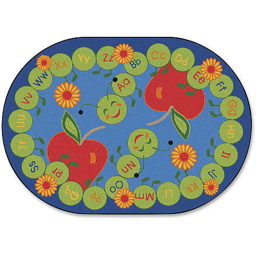 Carpets for Kids&reg; Premium ABC Caterpillar Oval Seating Rug 113" Length x 81" Width - Oval - Multi - 1 Each (2295)
