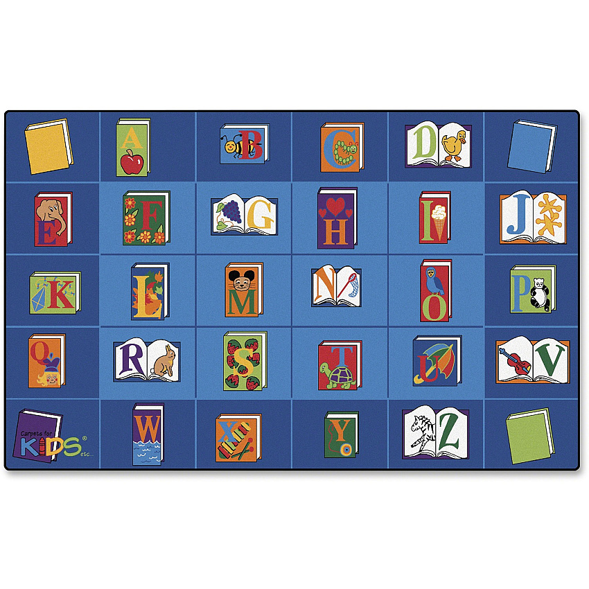 Carpets for Kids&reg; Premium Reading Book Rectangle Seating Rug Area Rug - 100" Length x 70" Width - Rectangle - Reading By The Book Seating - Multi - 1 Each (2600)