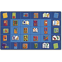 Carpets for Kids&reg; Premium Reading Book Rectangle Seating Rug Area Rug - 12 ft Length x 90" Width - Rectangle - Reading By The Book Seating - Multi - 1 Each (2607)