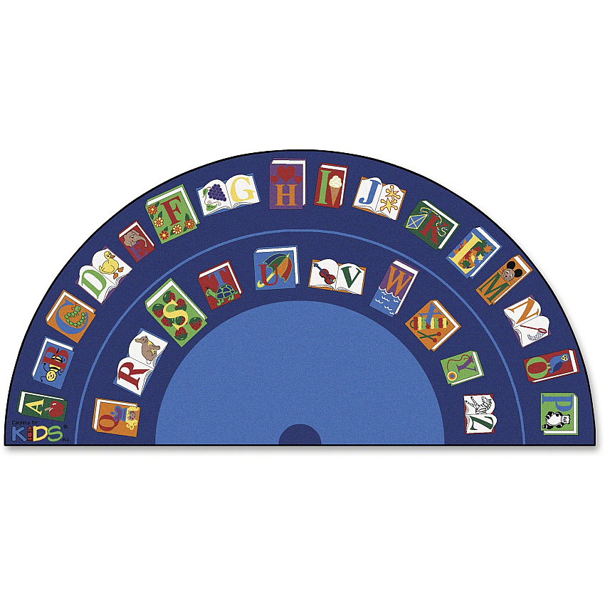 Carpets for Kids&reg; Premium Reading/The Book Semi-Circle Rug Area Rug - 13.33 ft Length x 80" Width - Half Circle - Reading By The Book Seating - Multi - 1 Each (2634)