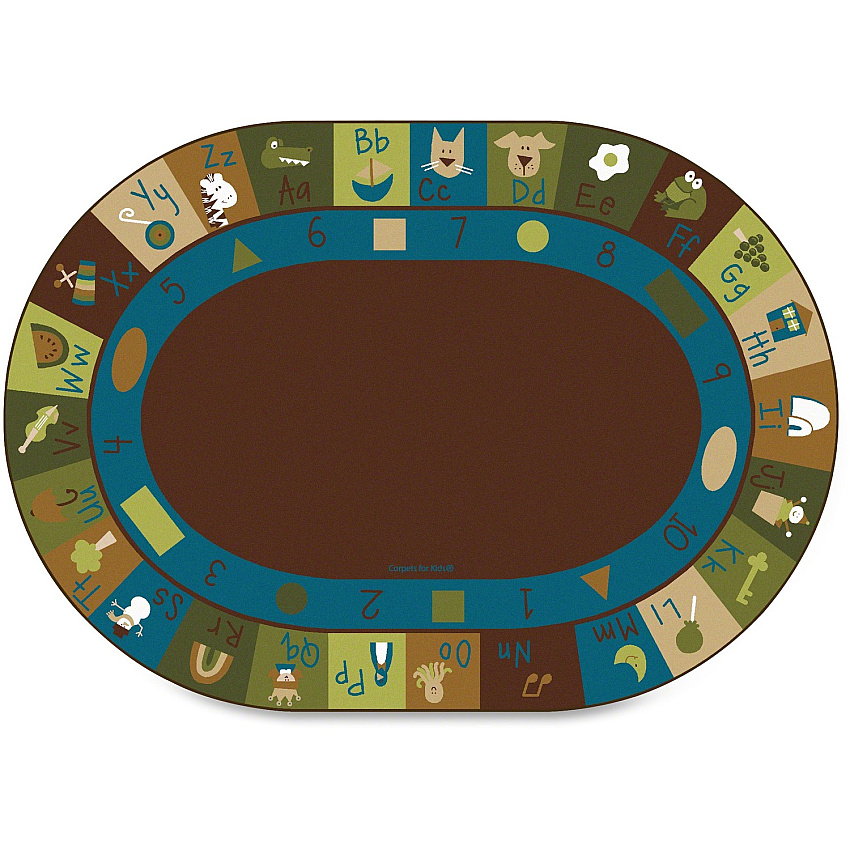 Carpets for Kids&reg; Premium Learning Blocks Nature Oval Rug 12 ft Length x 90" Width - Oval - Learning Blocks Nature - Multi - 1 Each (37708)