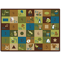 Carpets for Kids&reg; Premium Learning Blocks Nature Design Rug 12 ft Length x 90" Width - Rectangle - Learning Blocks Nature - Multi - 1 Each (37712)