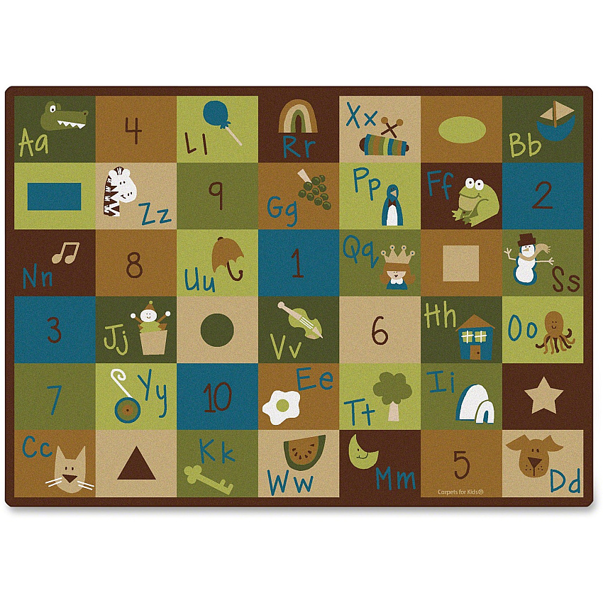 Carpets for Kids&reg; Premium Learning Blocks Nature Design Rug 12 ft Length x 90" Width - Rectangle - Learning Blocks Nature - Multi - 1 Each (37712)