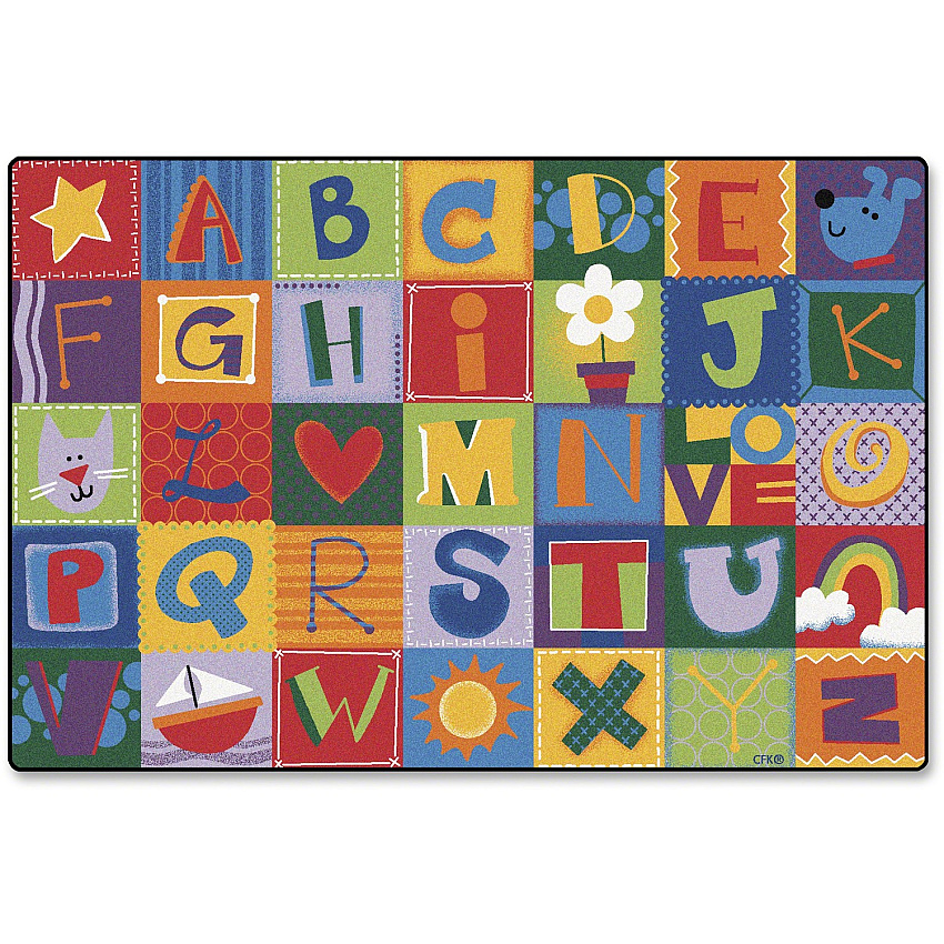Carpets for Kids&reg; KIDSoft™ Toddler Alphabet Blocks Rug 72" Length x 48" Width - Rectangle - Alphabet Blocks - Multi - 1 Each (3801)