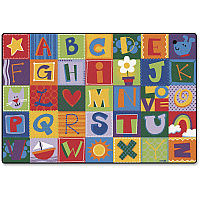 Carpets for Kids&reg; KIDSoft™ Toddler Alphabet Blocks Rug 12 ft Length x 90" Width - Rectangle - Alphabet Blocks - Multi - 1 Each (3802)