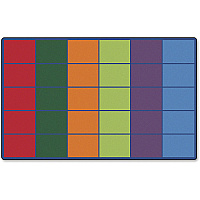 Carpets for Kids&reg; Premium Color Rows 30-Space Seating Rug 13.33 ft Length x 100" Width - Rectangle - Multi - 1 Each (4034)