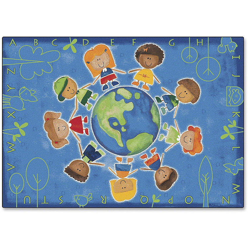 Carpets for Kids&reg; Premium Give The Planet A Hug Rug 72" Length x 108" Width - Rectangle - Give The Planet A Hug - Multi - 1 Each (4415)