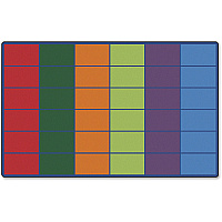 Carpets for Kids&reg; Premium Color Rows 36-space Seating Rug 13.33 ft Length x 100" Width - Rectangle - Colorful Rows - Multi - 1 Each (4634)