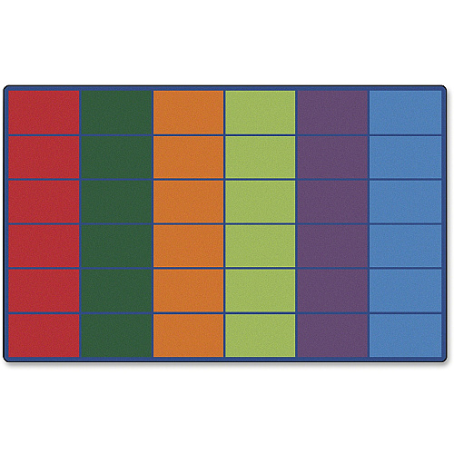 Carpets for Kids&reg; Premium Color Rows 36-space Seating Rug 13.33 ft Length x 100" Width - Rectangle - Colorful Rows - Multi - 1 Each (4634)