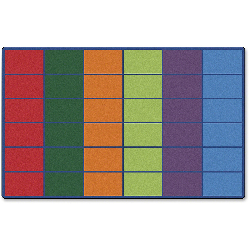 Carpets for Kids&reg; Premium Color Rows 36-space Seating Rug 13.33 ft Length x 100" Width - Rectangle - Colorful Rows - Multi - 1 Each (4634)
