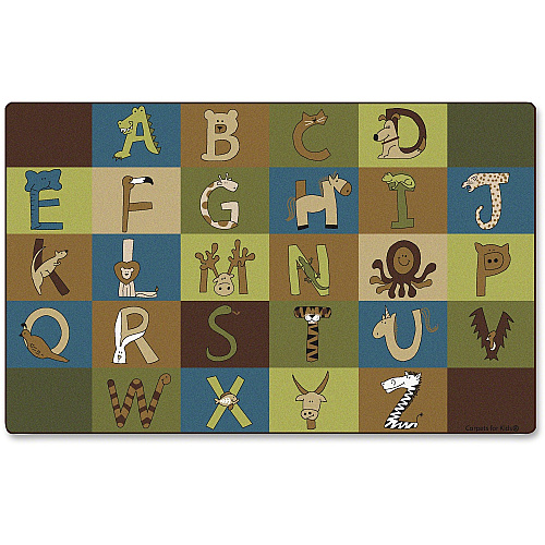 Carpets for Kids&reg; Premium A-Z Animals Nature 12' Area Rug Area Rug - 12 ft Length x 90" Width - Rectangle - A to Z Animals - Nature - Multi - 1 Each (55762)