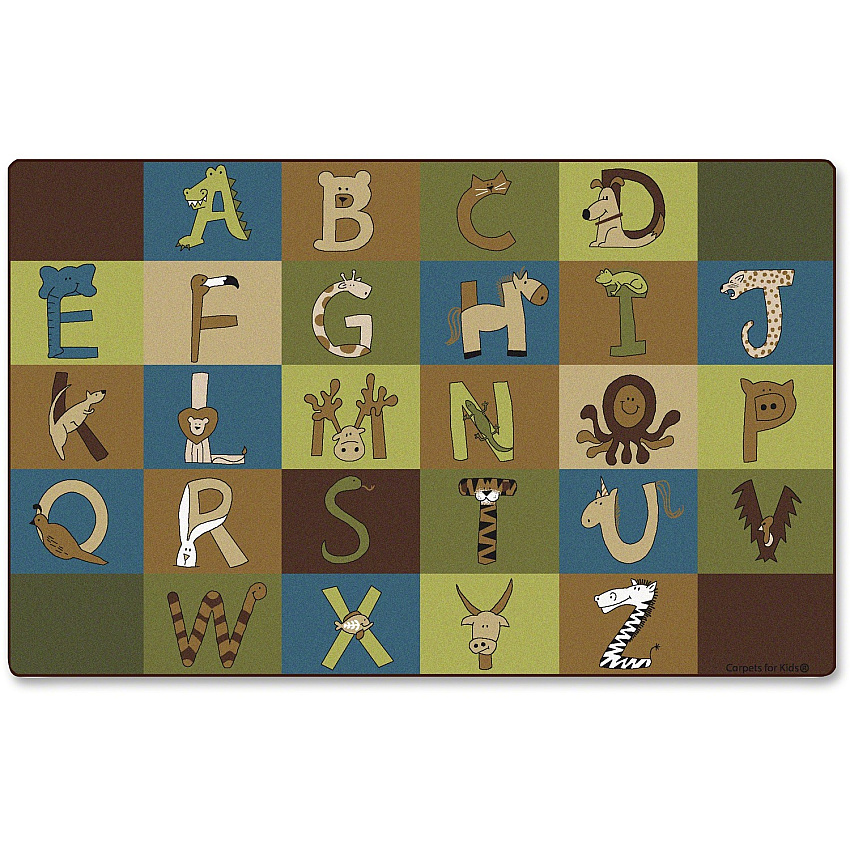 Carpets for Kids&reg; Premium A-Z Animals Nature 12' Area Rug Area Rug - 12 ft Length x 90" Width - Rectangle - A to Z Animals - Nature - Multi - 1 Each (55762)