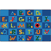 Carpets for Kids&reg; Premium Reading Letters Library Rug 12 ft Length x 90" Width - Rectangle - Reading Letters Library - Multi - 1 Each (6212)