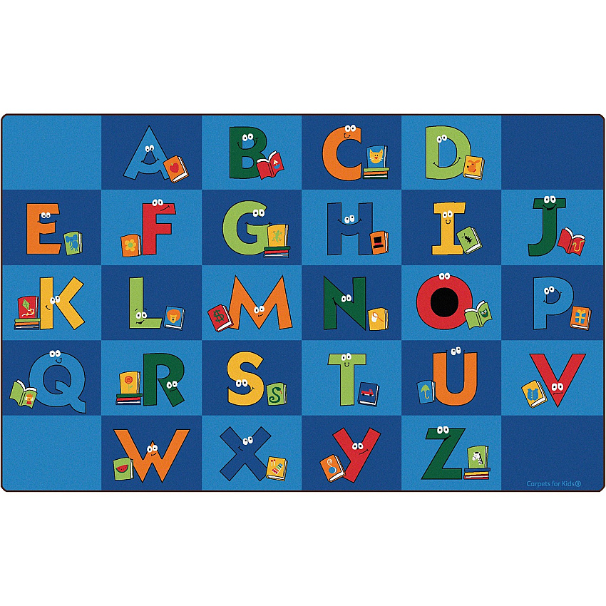Carpets for Kids&reg; Premium Reading Letters Library Rug 12 ft Length x 90" Width - Rectangle - Reading Letters Library - Multi - 1 Each (6212)