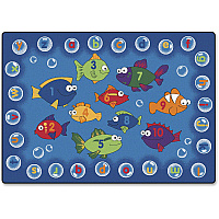 Carpets for Kids&reg; Premium Fishing 4 Literacy Rectangle Rug 65" Length x 46" Width - Rectangle - Alphabet Bubbles, Fishing For Literacy, Numbers - Multi - 1 Each (6813)