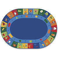 Carpets for Kids&reg; Premium Learning Blocks Oval Seating Rug 113" Length x 81" Width - Oval - Learning Blocks, Letters, Numbers, Shapes - Multi - 1 Each (7006)