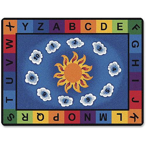 Carpets for Kids&reg; Premium Sunny Day Learn/Play Rectangle Rug 12 ft Length x 90" Width - Rectangle - Sunny Day Learn & Play, Numbers, Letter - Multi - 1 Each (9412)