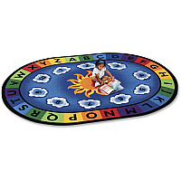 Carpets for Kids&reg; Premium Sunny Day Learn/Play Oval Rug 12 ft Length x 90" Width - Oval - Sunny Day Learn & Play, Numbers, Letter - Multi - 1 Each (9416)
