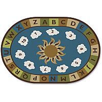 Carpets for Kids&reg; Premium Sunny Day Learn/Play Oval Rug 72" Length x 48" Width - Oval - Sunny Day Learn & Play, Numbers, Letter - Multi - 1 Each (94704)