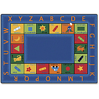 Carpets for Kids&reg; Premium Bilingual Colorful Rectangle Rug 100" Length x 70" Width - Rectangle - Bilingual Inner Squares - Multi - 1 Each (9500)