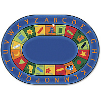 Carpets for Kids&reg; Premium Bilingual Early Learning Oval Rug 113" Length x 81" Width - Oval - Bilingual Inner Squares - Multi - 1 Each (9506)