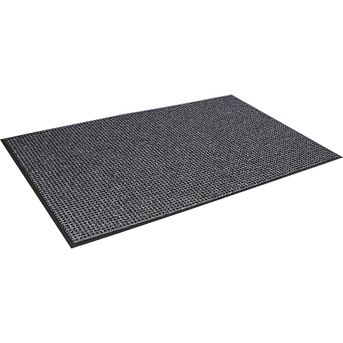 Crown Mats Oxford Wiper Scraper Mat Floor - 60" Length x 36" Width x 0.375" Thickness - Rectangular - Olefin, Vinyl - Black, Gray - 1 Each (OXH035GY)