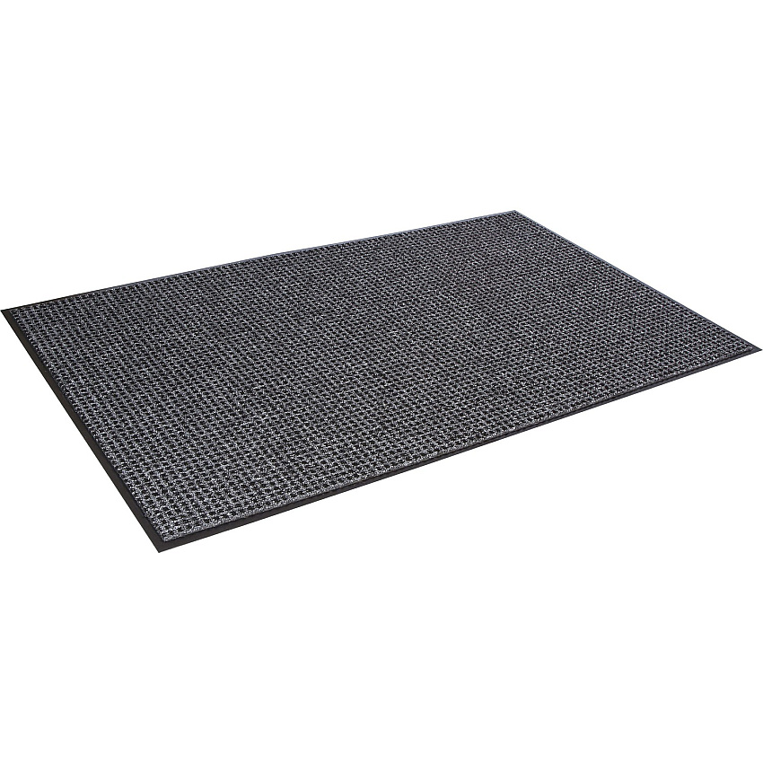 Crown Mats Oxford Wiper Scraper Mat Floor - 60" Length x 36" Width x 0.375" Thickness - Rectangular - Olefin, Vinyl - Black, Gray - 1 Each (OXH035GY)