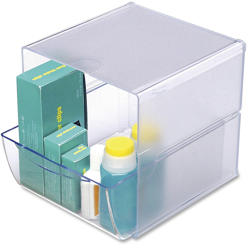 Deflecto Stackable Cube Organizer 1 Drawer(s) - 6" Height x 6" Width x 7.20" Depth - Stackable, Removable Drawer, Removable Divider, Sturdy - Clear - Plastic - 1 Each (350801)