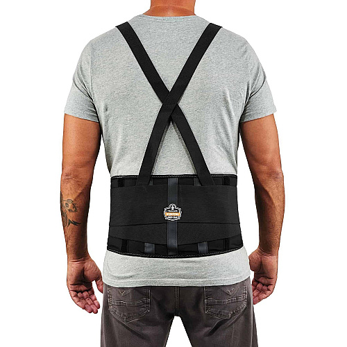 Ergodyne ProFlex 100 Economy Back Support Brace 30" to 34" Waist Size - Black - 280D Spandex, Rubber, Polypropylene - 1 Each (11383)
