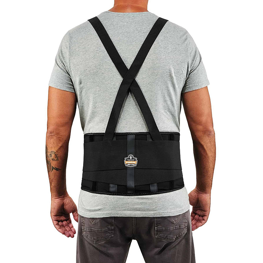 Ergodyne ProFlex 100 Economy Back Support Brace 30" to 34" Waist Size - Black - 280D Spandex, Rubber, Polypropylene - 1 Each (11383)