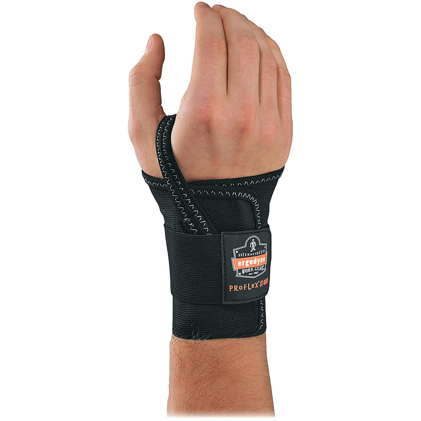 Ergodyne ProFlex 4000 Single-Strap Wrist Support - Right-handed Strap Mount - Black - 1 Each (70006)
