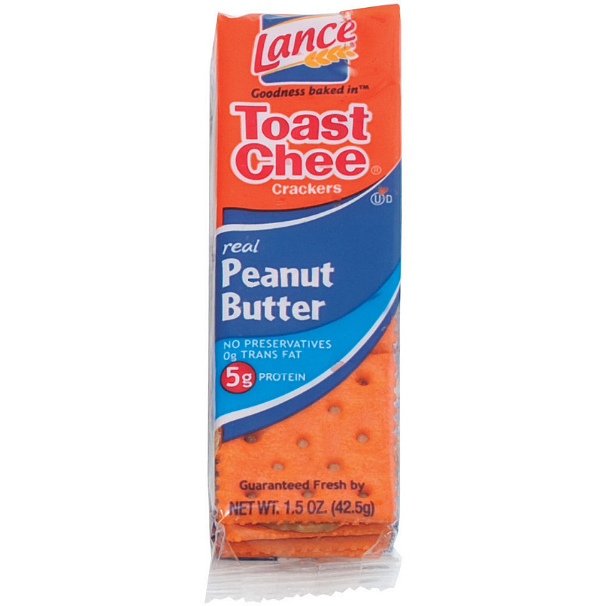 Lance Toast Chee Peanut Butter Cracker Sandwiches Individually Wrapped - Peanut Butter - 1 Serving Pack - 6/Pack - 24 / Box (SN40653)