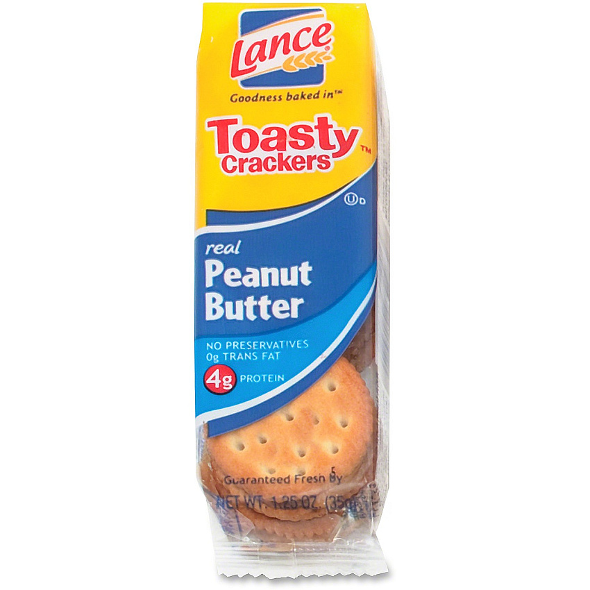 Lance Toasty Peanut Butter Cracker Sandwiches Packs Individually Wrapped - Peanut Butter - 1 Serving Pack - 6/Pack - 24 / Box (SN40654)