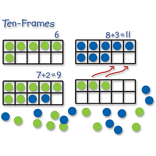 Learning Resources Giant Magnetic Ten-frame Set Theme/Subject: Learning - Skill Learning: Visual, Addition, Subtraction, Number, Operation, Counting, Algebra, Cardinality - 5+ - 4 / Set (LER6644)
