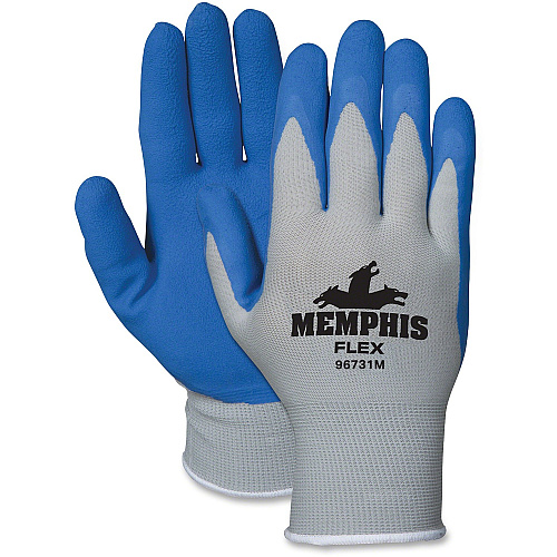 Memphis Bamboo Protective Gloves Medium Size - Gray, Blue, White - Knit Wrist, Comfortable, Breathable - For Material Handling, Assembling, Farming, Construction, Landscape, Plumbing, Shipping, Manufacturing - 2 / Pair - 6" Glove Length (CRW96731M)