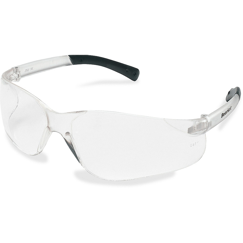 Crews BearKat Safety Glasses Ultraviolet Protection - Rubber - Clear - Comfortable, Scratch Resistant, Lightweight, Side Shield, Adjustable Temple, Non-Slip Temple - 1 Each (CRWBK110)