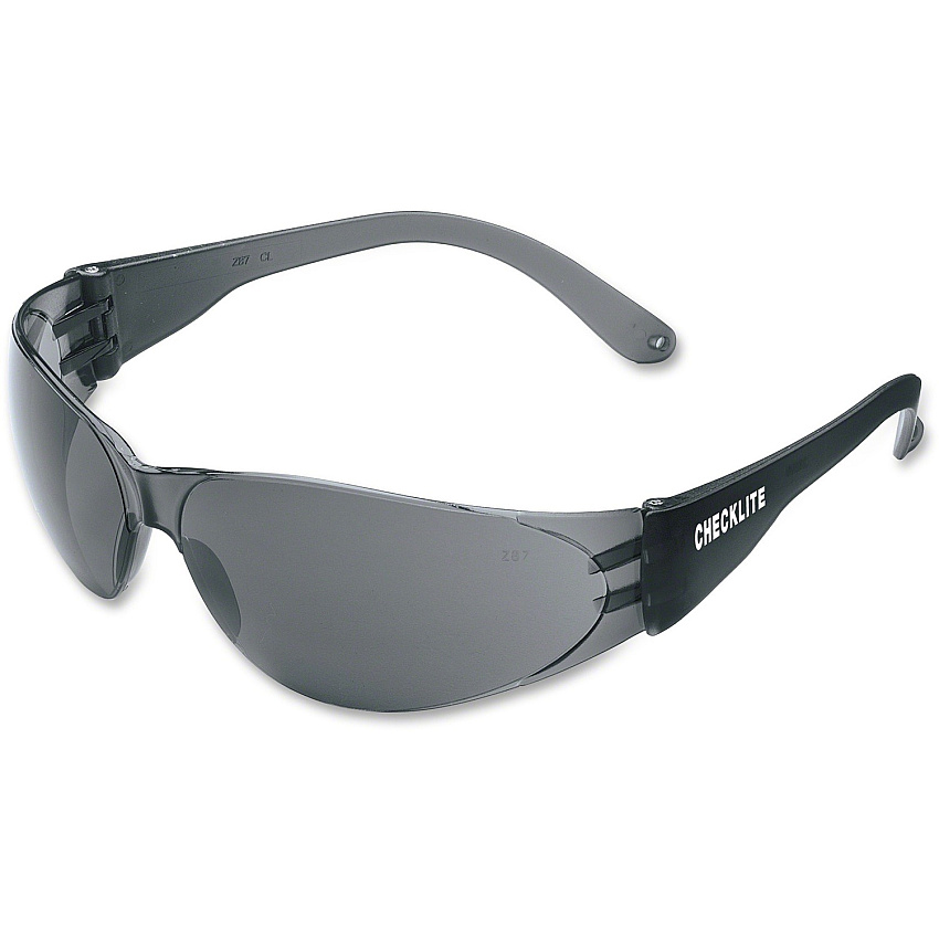 Crews Checklite Gray Lens Safety Glasses Ultraviolet Protection - Gray Lens - Comfortable, Scratch Resistant, Lightweight, Adjustable Temple - 1 Each (CRWCL112)
