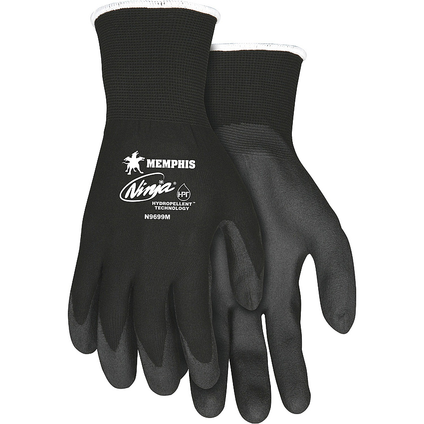 MCR Safety Ninja HPT Nylon Safety Gloves Medium Size - Black - Anti-bacterial - For Landscape, Material Handling - 1 / Pair (CRWN9699M)