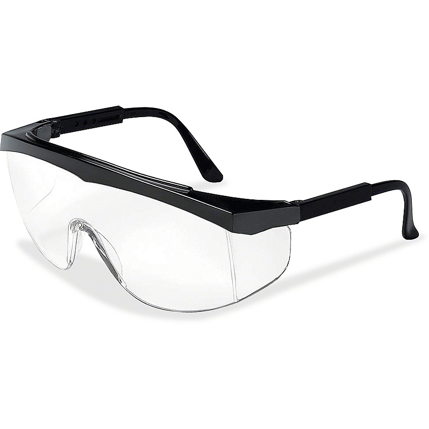 Crews Stratos Wraparound Design Glasses Ultraviolet Protection - Clear Lens - Black Frame - Adjustable Temple, Comfortable, Lightweight, Scratch Resistant - 1 Each (CRWSS110)