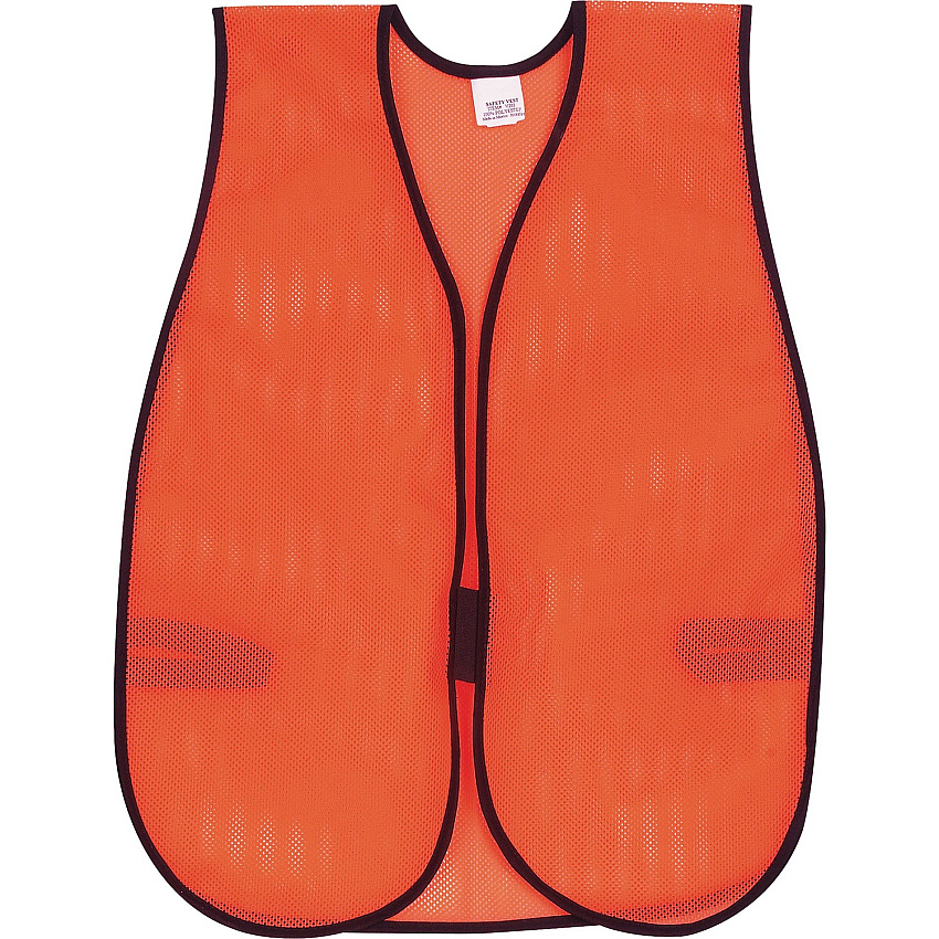 Crews General-purpose Safety Vest Polyester - Orange - Elastic Strap, Hook & Loop, Comfortable, Washable, Lightweight - 1 Each (CRWV201)
