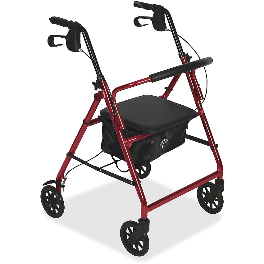 Medline Basic Steel Rollators 350 lb Load Capacity - 6" Wheel - Red (MDS86850ES)