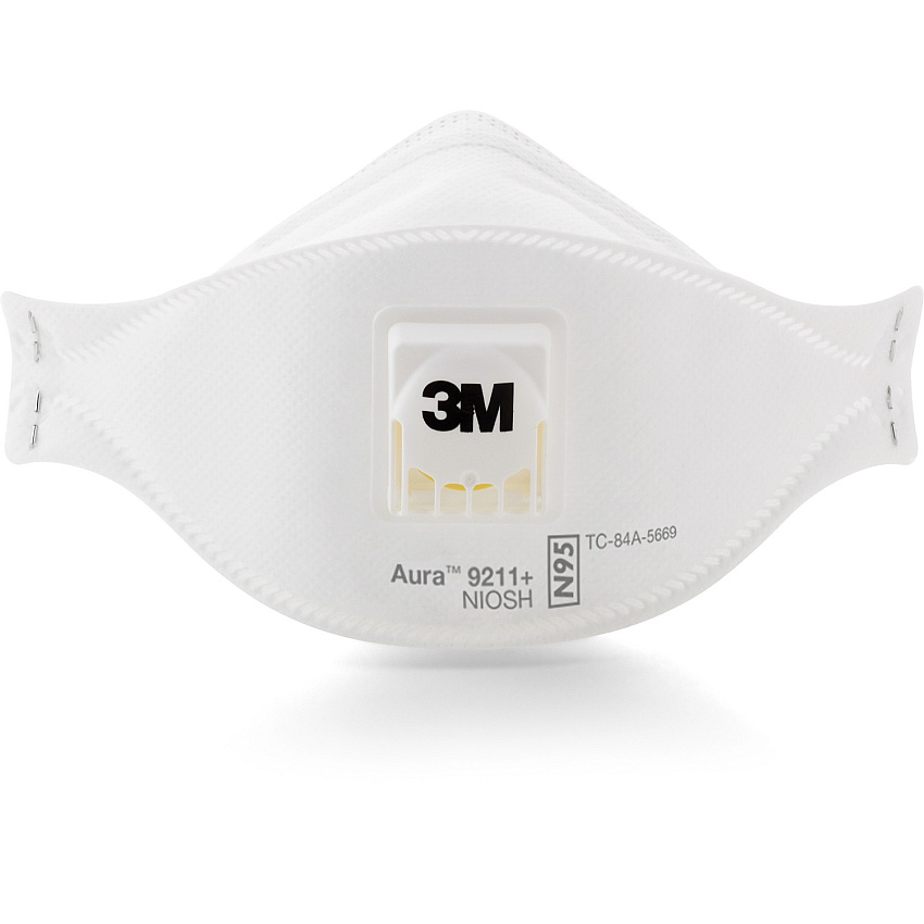 3M Aura Particulate Respirator Particulate, Dust, Fog Protection - White - Comfortable, Adjustable Nose Clip, Disposable, Lightweight, Exhalation Valve, Collapse Resistant - 10 / Box (9211PLUS)