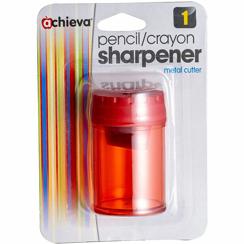 Officemate Double Barrel Pencil/Crayon Sharpener 2 Hole(s) - 2.1" Height x 1.4" Width x 1.4" Depth - Translucent Red - 1 Each (30240)