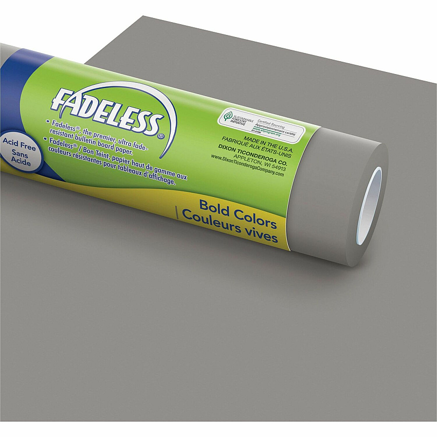 Fadeless Bulletin Board Art Paper Bulletin Board, Art Project, Craft Project, School, Home, Office Project - 48" Width x 50 ft Length - Pewter - 1 Roll (57855)