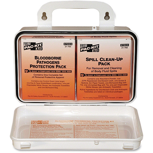Pac-Kit Safety Equipment Bloodborne Pathogens Kit 27 x Piece(s) - 4.5" Height x 7.5" Width x 2.8" Depth - Plastic Case - 1 Kit (3060)