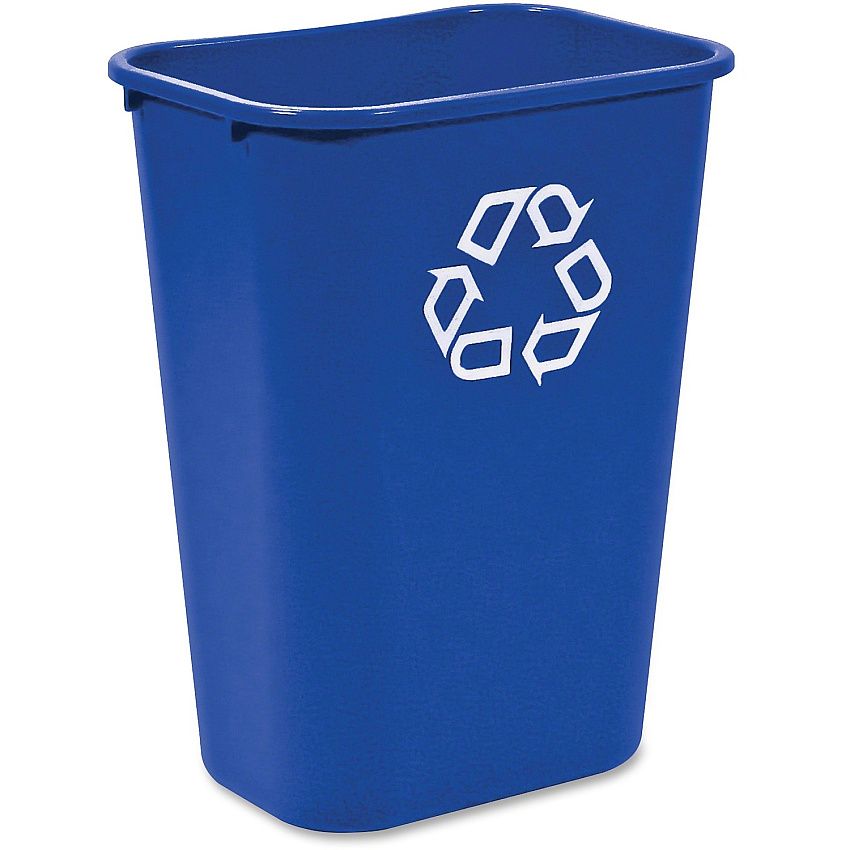 Rubbermaid Commercial Large Recycling Wastebasket 10.30 gal Capacity - Rectangular - Sturdy - 19.9" Height x 11" Width x 15.3" Depth - Plastic - Blue - 1 Each (295773BLUE)