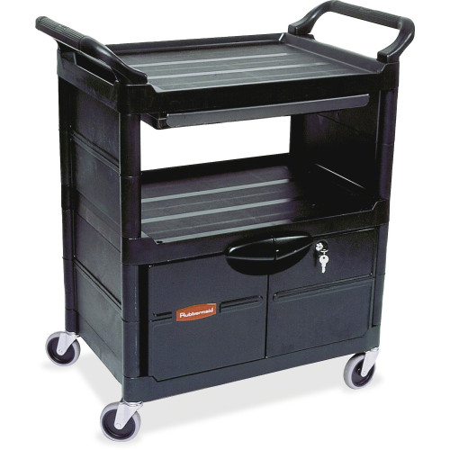 Rubbermaid Commercial Products Rubbermaid Commercial Lockable Storage Utility Cart (FG345700BLA)