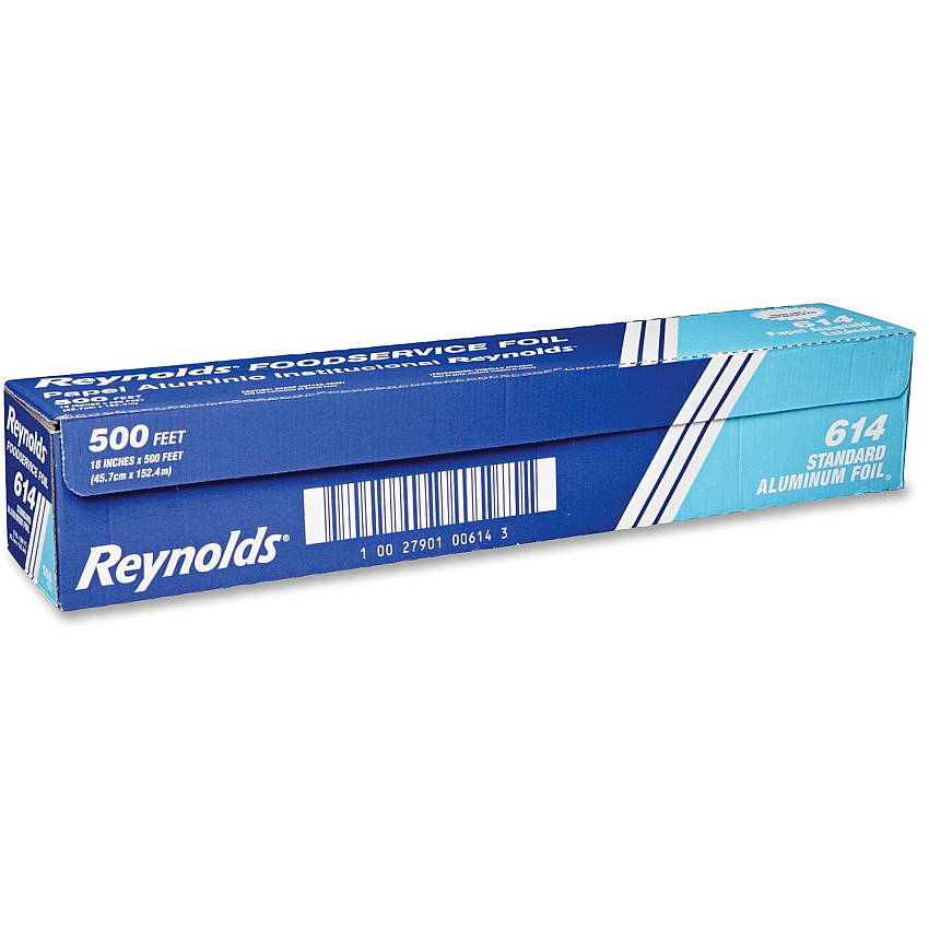 Reynolds Foodservice Foil 18" Width x 500 ft Length - Moisture Proof, Odorless, Grease Proof, Durable, Heat Resistant, Cold Resistant - Aluminum - Silver - 1 Each (614)