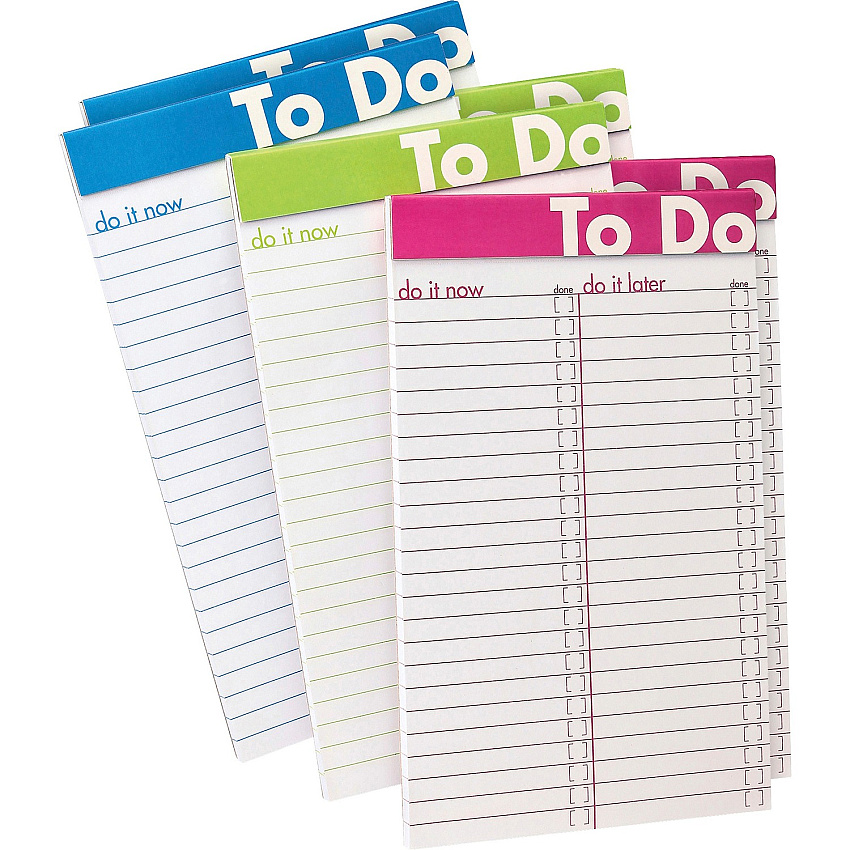 Ampad To Do List Notepad 50 Sheets - 5" x 8" Sheet Size - White Paper - Assorted Cover - Micro Perforated - 6 / Pack (20002)