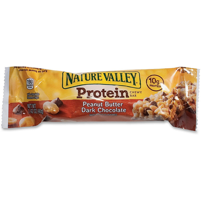 NATURE VALLEY Peanut Butter Protein Bar Peanut Butter, Dark Chocolate - 1.42 oz - 16 / Box (SN31849)